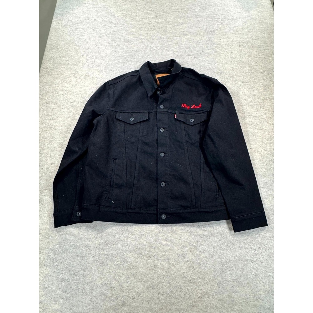 Levi's Premium Trucker Jacket Mens XL Black Denim Big Loud Button Front New